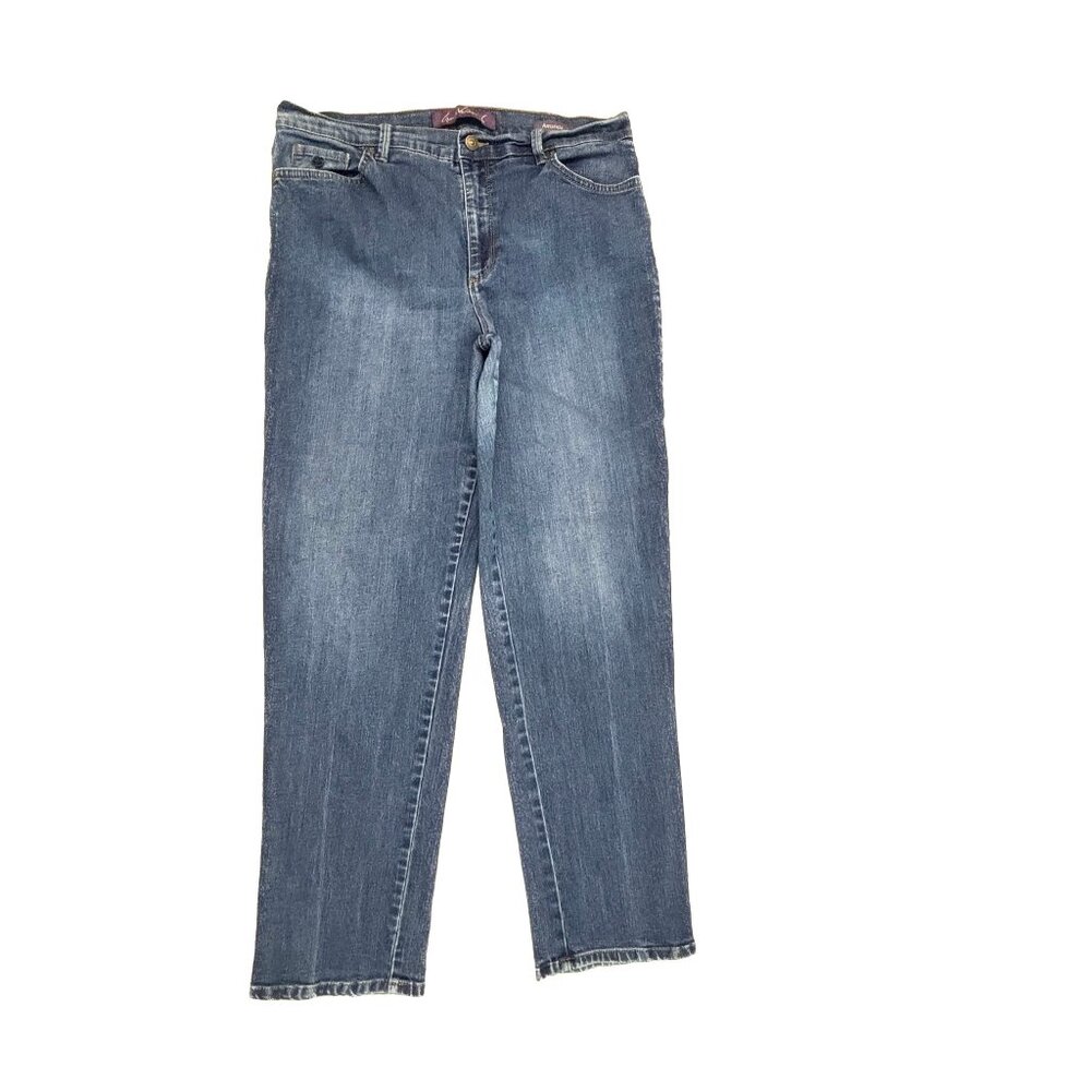 Gloria‎ Vanderbilt Amanda Jeans Womens 16 Blue Dark Wash Straight Leg High Rise